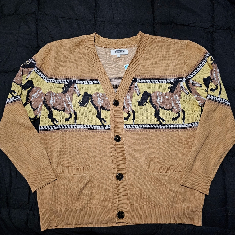 PacSun Tan Horse Pattern Cardigan